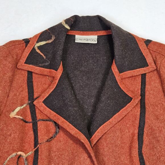 VTG Womens M Blazer Wool Jacket 80s Canvasbacks Abstract Art To Wear Lagenlook - Picture 7 of 16